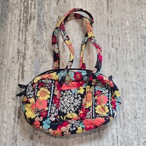 Vera Bradley Shoulder Purse Bowling Bag Floral Boho Y2K Navy Teal Yellow‎